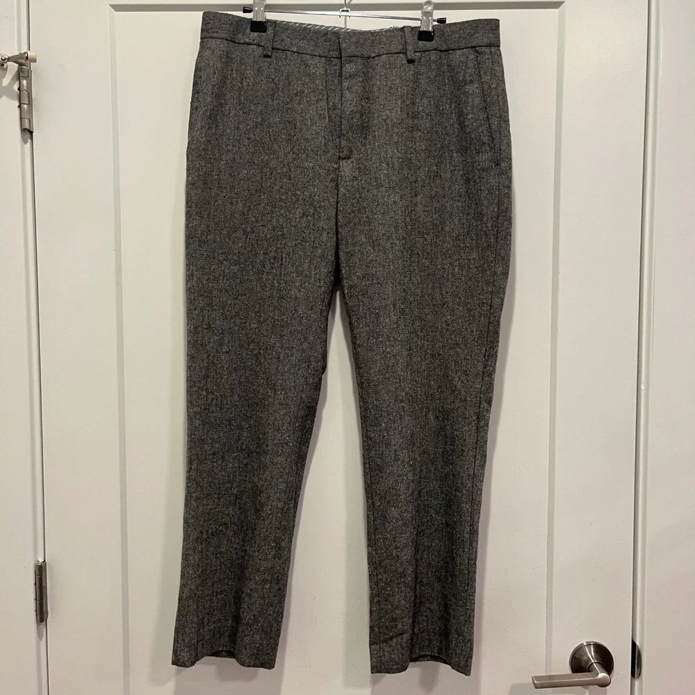 Banana Republic Mens Tailored Slim Fit Grey Wool Blend Dress Pants 33x30